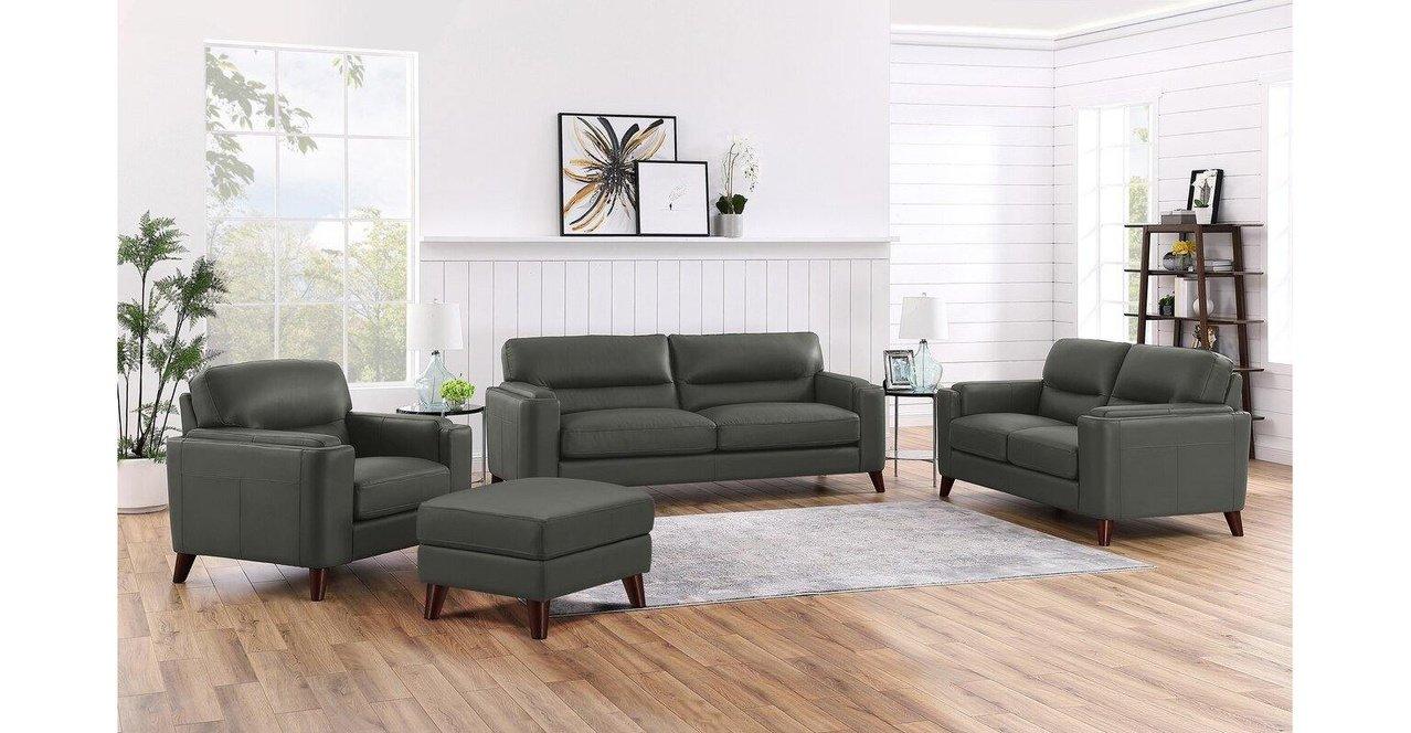 Gray Leather Sofa Set